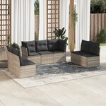 vidaXL Salon de jardin avec coussins 7 Pièces gris clair résine tressée