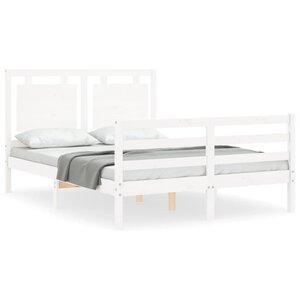 vidaXL Cadre de lit sans matelas blanc 140x190 cm bois massif