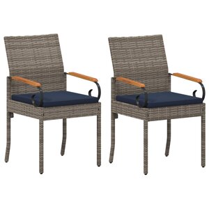 vidaXL Chaises de jardin 2 pc Gris et bleu marine