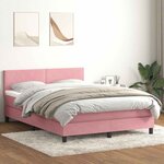 vidaXL Sommier à lattes de lit avec matelas et LED rose 140x220 cm velours