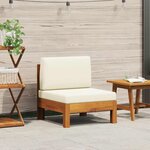 vidaXL Canapé central avec coussins blanc crème Bois d'acacia solide