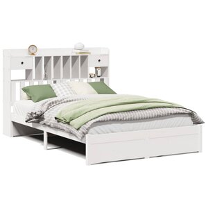 vidaXL Lit bibliothèque sans matelas blanc 160x200 cm bois pin massif