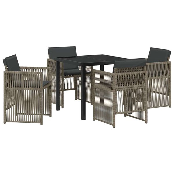 vidaXL Ensemble de salle à manger pour jardin 5 Pièces Gris Poly rotin