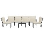 Salon de jardin meuble d'extérieur ensemble de mobilier 7 pièces avec coussins sable acier 02_0017333