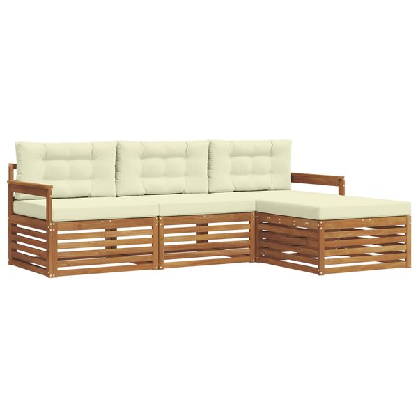 vidaXL Ensemble de canapés d'extérieur 4 pc Naturel et Crème