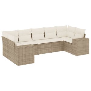 vidaXL Salon de jardin avec coussins 7 Pièces beige résine tressée