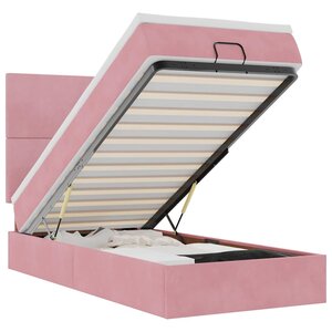 vidaXL Cadre de lit ottoman avec matelas rose 90x190 cm velours