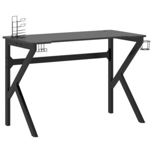 Bureau table poste de travail meuble d'ordinateur informatique étude de jeu avec pieds en forme de K 110 x 60 x 75 cm noir 02_0023769