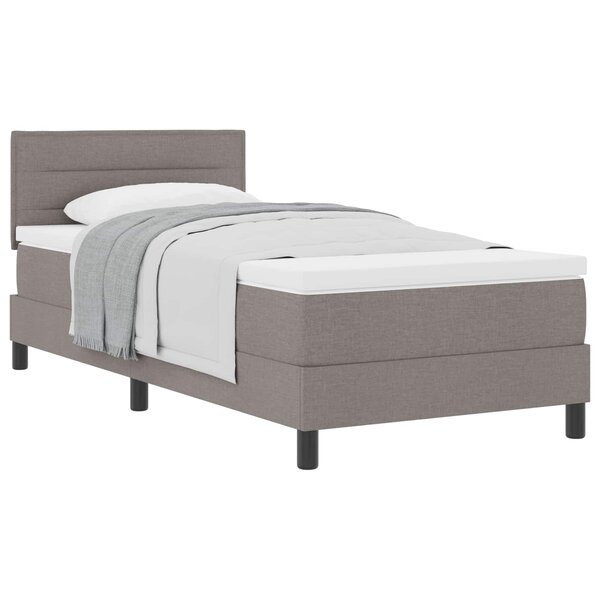 vidaXL Lit à ressorts avec tête de lit Taupe 90 x 200 cm tissu