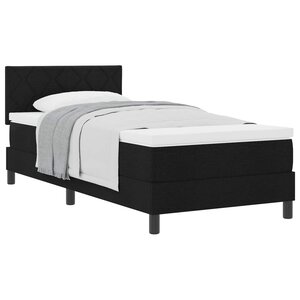 vidaXL Lit à ressorts avec tête de lit Noir 90 x 200 cm tissu
