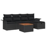 vidaXL Ensemble de canapé de jardin 6 pièces avec coussins noir poly rotin