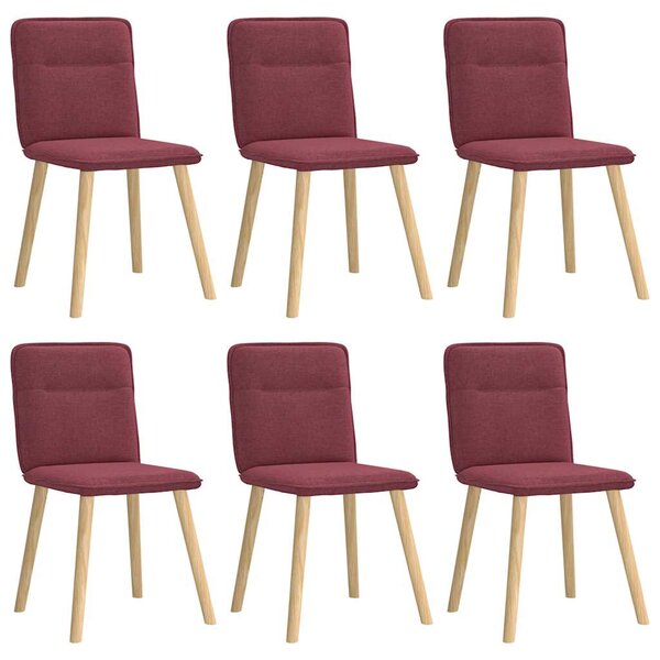 vidaXL Chaises à manger lot de 6 rouge bordeaux tissu