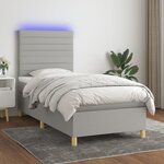 vidaXL Sommier à lattes de lit et matelas et LED Gris clair 80x200cm