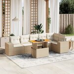 vidaXL Salon de jardin avec coussins 7 Pièces beige résine tressée