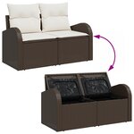 Ensemble de canapé de jardin vidaXL 5 pièces avec coussins Marron Poly Rotin