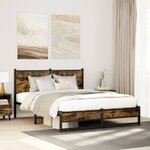 vidaXL Cadre de lit en métal sans matelas chêne fumé 150x200 cm