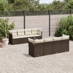 vidaXL Salon de jardin avec coussins 9 Pièces marron résine tressée