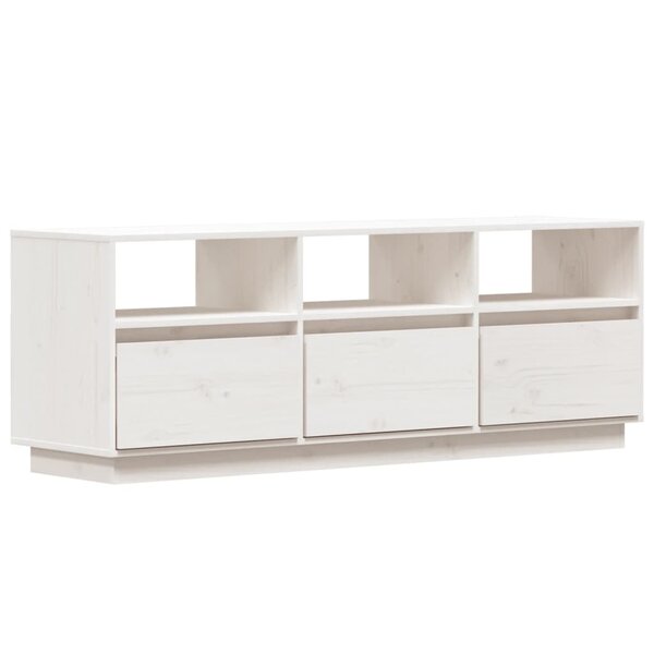 vidaXL Meuble TV Blanc 140x37x50 cm Bois de pin massif