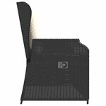 vidaXL Banc inclinable de jardin avec coussins noir résine tressée