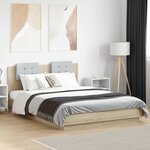 vidaXL Cadre de lit tête de lit et lumières LED chêne sonoma 140x200cm