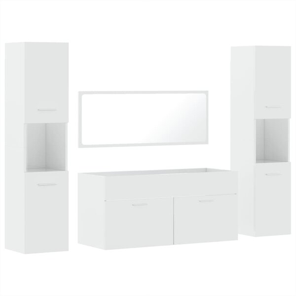 vidaXL Ensemble de meubles de salle de bain 4 Pièces blanc brillant