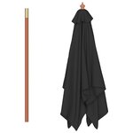 vidaXL Parasol de jardin avec mât en bois noir 150x200 cm