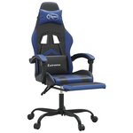 vidaXL Chaise de jeu avec repose-pied Noir et bleu Similicuir