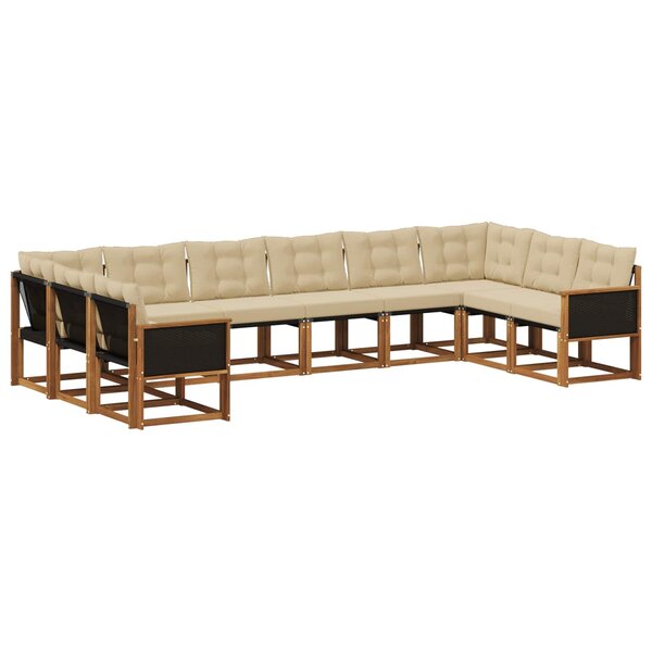 vidaXL Ensemble de canapés d'extérieur 10 pc Naturel et Beige