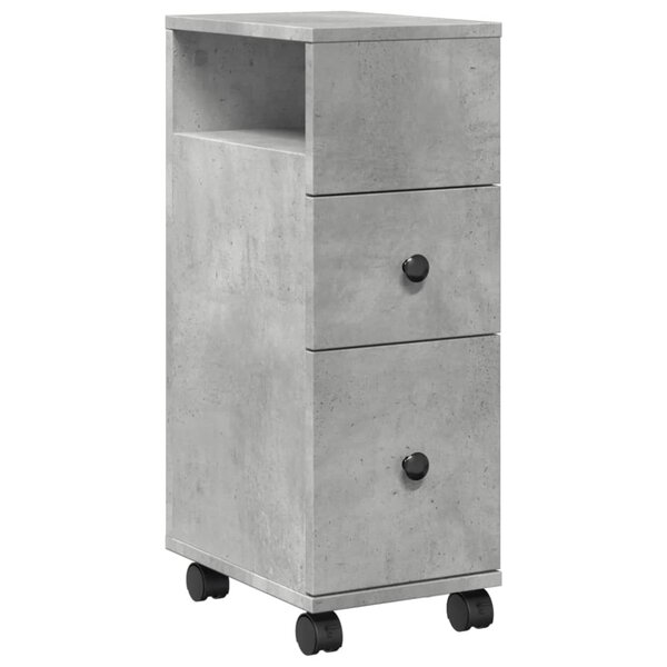 vidaXL Meuble étroit de salle de bain à roulettes gris béton