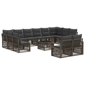 vidaXL Ensemble de canapé de jardin 13 Pièces Gris polyrotin