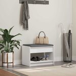 vidaXL Banc d'entrée Blanc 63 x 38 x 45 cm Bois Ingénierie et Tissu