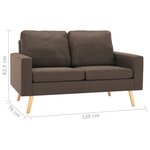 vidaXL Canapé à 2 places Marron Tissu