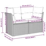 vidaXL Canapé de jardin 2 places et coussins gris clair résine tressée