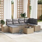 vidaXL Ensemble de canapé de jardin 7 Pièces beige et gris Poly rotin