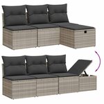 vidaXL Salon de jardin 9 Pièces avec coussins gris clair résine tressée