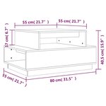 vidaXL Table basse Noir 80x55x40 5 cm Bois massif de pin