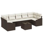 vidaXL Ensemble de canapé de jardin avec coussin 8 Pièces Marron  Crème