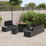 vidaXL Ensemble de canapé de jardin avec coussin 8 Pièces Noir polyrotin
