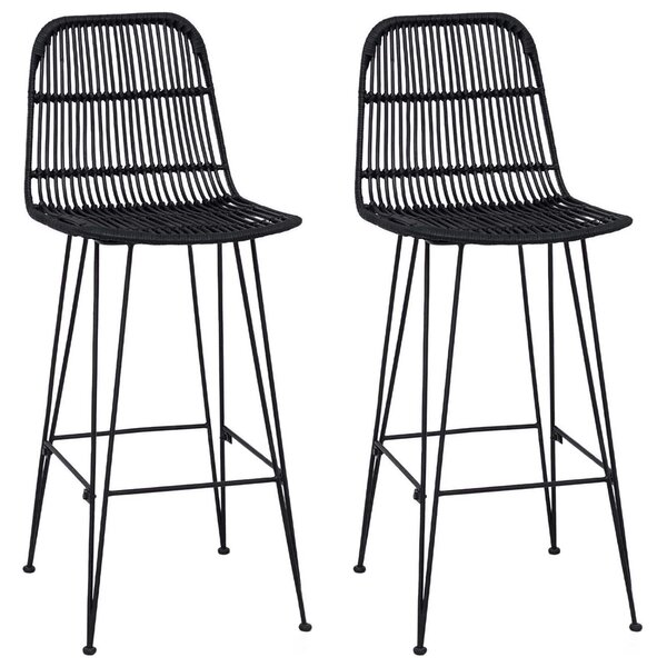 vidaXL Tabouret de bar 2 pc Noir 44 x 55 x 109 cm Rattan et Acier