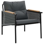 vidaXL Ensemble de meubles de balcon avec coussins 5 Pièces noir acier