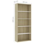 vidaXL Bibliothèque à 5 niveaux Blanc et chêne 80x30x189 cm Aggloméré