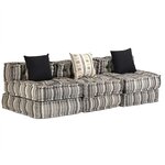 vidaXL Pouf modulaire à 3 places Gris rayé Tissu
