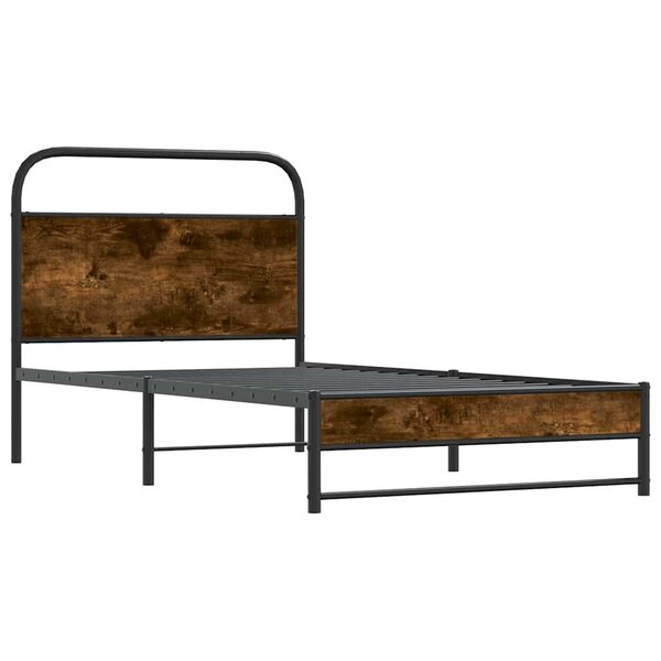 vidaXL Cadre de lit sans matelas 100x190 cm chêne fumé bois ingénierie