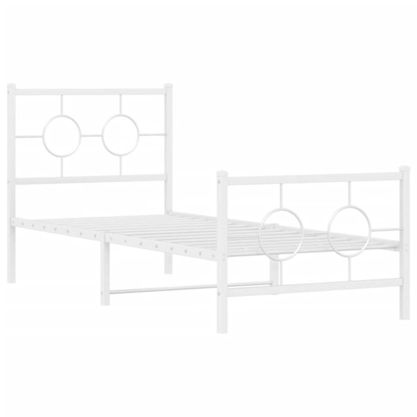 vidaXL Cadre de lit métal avec tête de lit/pied de lit blanc 75x190 cm