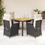 vidaXL Ensemble à manger de jardin coussins 5Pièces Noir Résine tressée