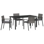 vidaXL Ensemble repas de jardin 5 pièces gris rotin synthétique