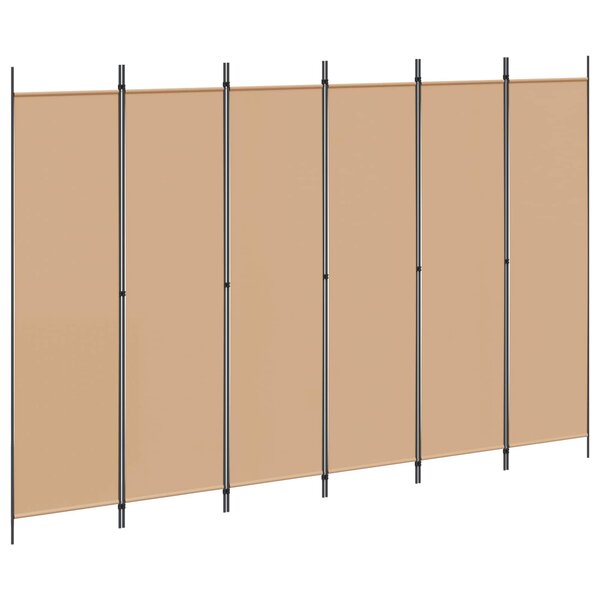 vidaXL Paravent à 6 panneaux Beige 300 x 200 cm Tissu
