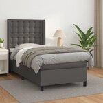 vidaXL Sommier à lattes de lit avec matelas Gris 90x200 cm Similicuir