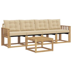 vidaXL Ensemble de canapés d'extérieur 5 pc Blanc et Beige