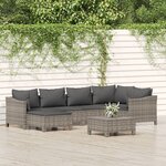 vidaXL Salon de jardin 7 Pièces avec coussins Gris Résine tressée